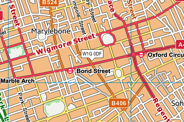 W1G 0DF map - OS VectorMap District (Ordnance Survey)