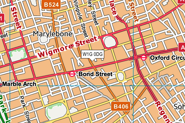 W1G 0DG map - OS VectorMap District (Ordnance Survey)