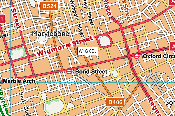 W1G 0DJ map - OS VectorMap District (Ordnance Survey)