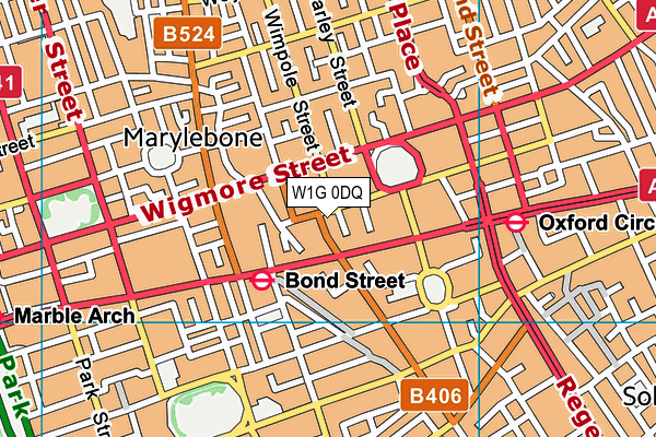 W1G 0DQ map - OS VectorMap District (Ordnance Survey)