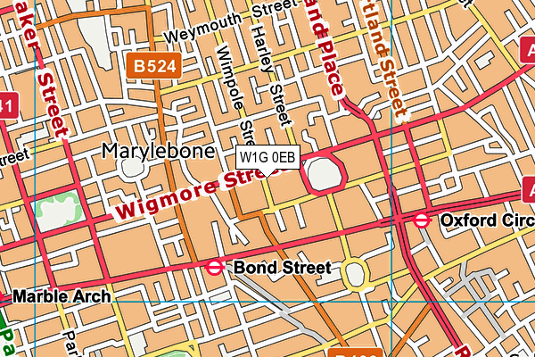 W1G 0EB map - OS VectorMap District (Ordnance Survey)