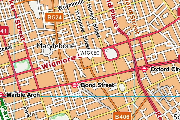 W1G 0EG map - OS VectorMap District (Ordnance Survey)