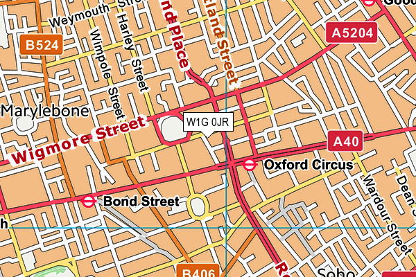 W1G 0JR map - OS VectorMap District (Ordnance Survey)