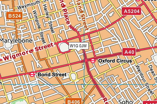 W1G 0JW map - OS VectorMap District (Ordnance Survey)