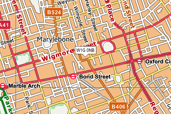 W1G 0NB map - OS VectorMap District (Ordnance Survey)