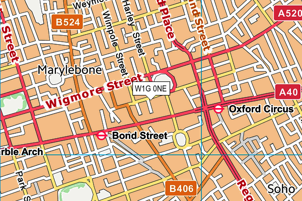 W1G 0NE map - OS VectorMap District (Ordnance Survey)