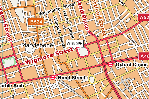 W1G 0PH map - OS VectorMap District (Ordnance Survey)