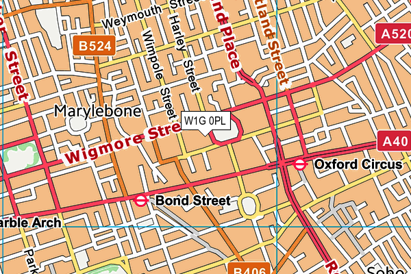 W1G 0PL map - OS VectorMap District (Ordnance Survey)