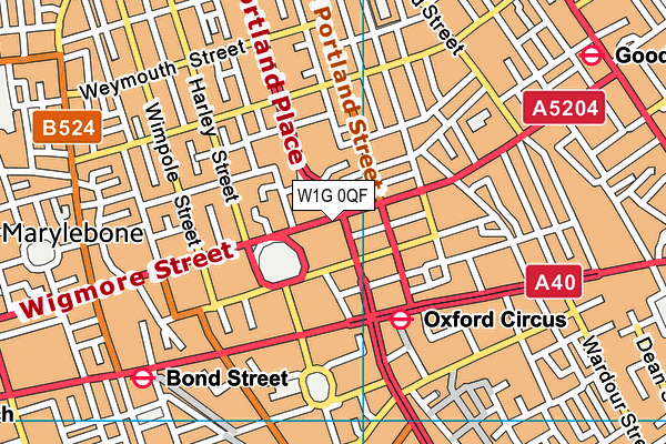 W1G 0QF map - OS VectorMap District (Ordnance Survey)
