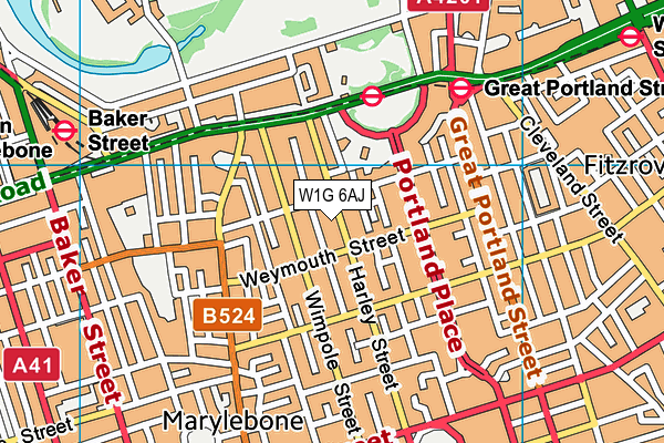 W1G 6AJ map - OS VectorMap District (Ordnance Survey)