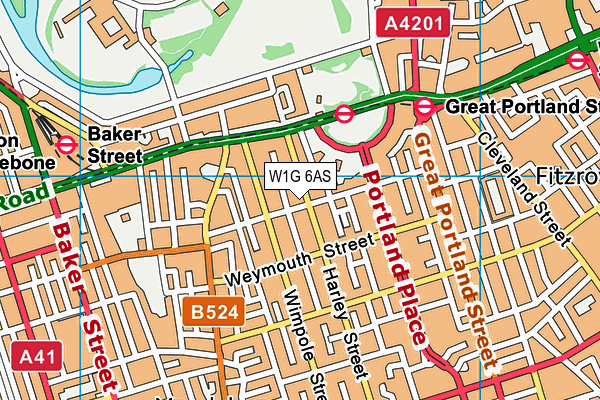 W1G 6AS map - OS VectorMap District (Ordnance Survey)