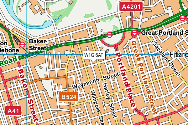 W1G 6AT map - OS VectorMap District (Ordnance Survey)