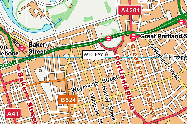 W1G 6AY map - OS VectorMap District (Ordnance Survey)