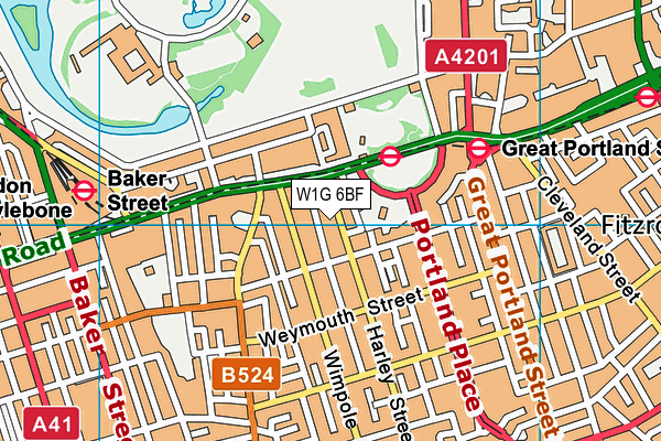 W1G 6BF map - OS VectorMap District (Ordnance Survey)