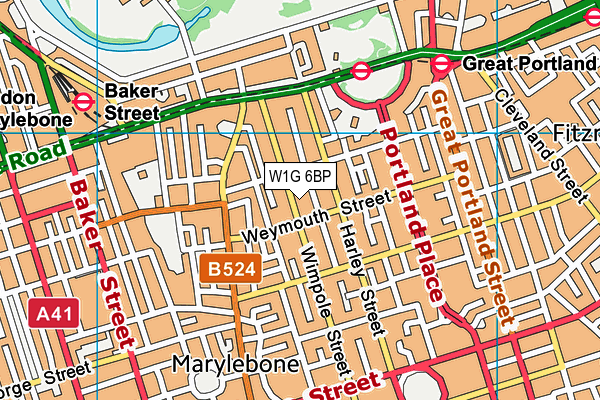 W1G 6BP map - OS VectorMap District (Ordnance Survey)