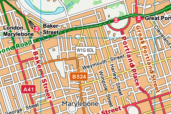 W1G 6DL map - OS VectorMap District (Ordnance Survey)