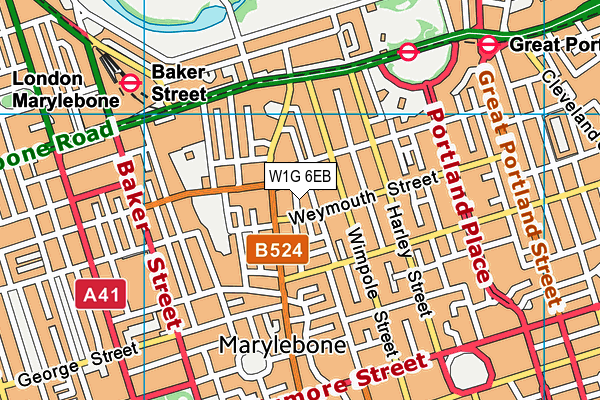 W1G 6EB map - OS VectorMap District (Ordnance Survey)