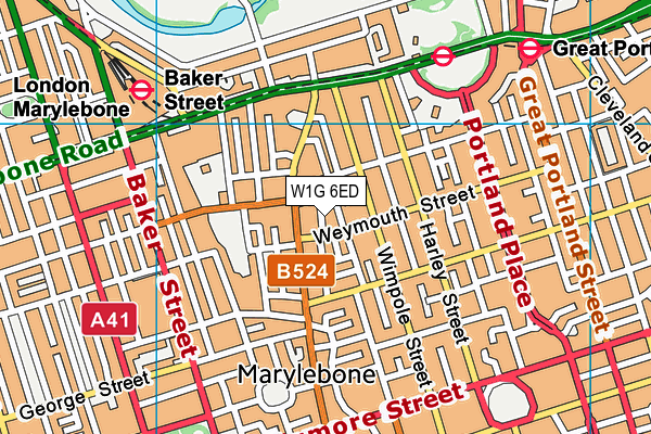 W1G 6ED map - OS VectorMap District (Ordnance Survey)