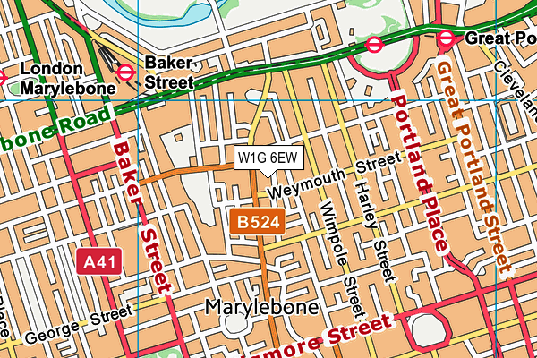 W1G 6EW map - OS VectorMap District (Ordnance Survey)