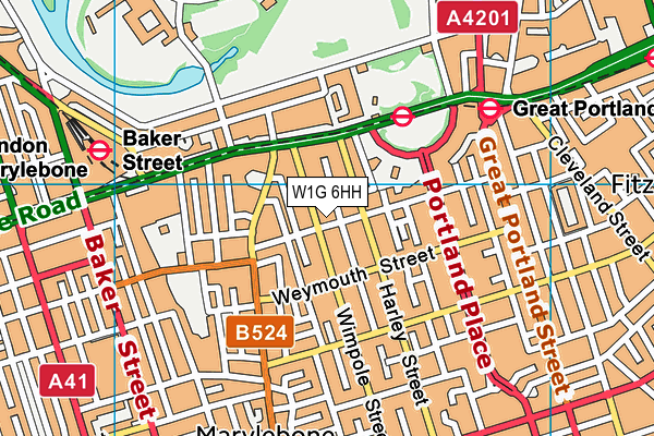 W1G 6HH map - OS VectorMap District (Ordnance Survey)