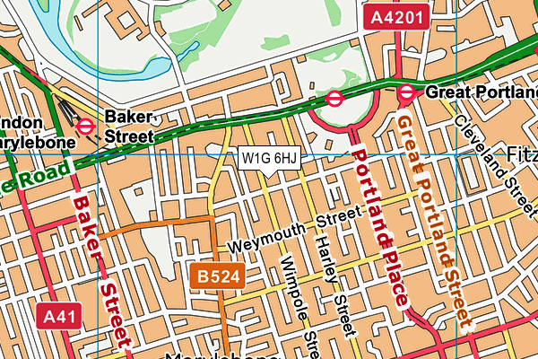 W1G 6HJ map - OS VectorMap District (Ordnance Survey)