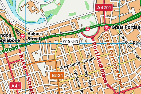 W1G 6HN map - OS VectorMap District (Ordnance Survey)