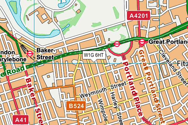 W1G 6HT map - OS VectorMap District (Ordnance Survey)