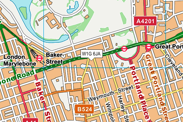 W1G 6JA map - OS VectorMap District (Ordnance Survey)