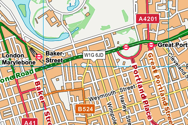 W1G 6JD map - OS VectorMap District (Ordnance Survey)