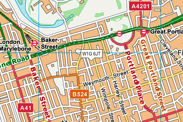 W1G 6JT map - OS VectorMap District (Ordnance Survey)
