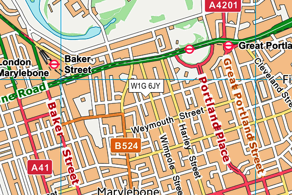 W1G 6JY map - OS VectorMap District (Ordnance Survey)