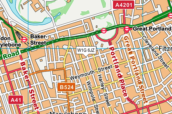 W1G 6JZ map - OS VectorMap District (Ordnance Survey)