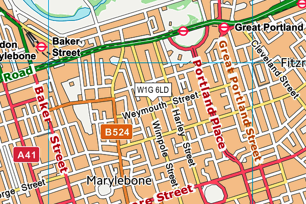 W1G 6LD map - OS VectorMap District (Ordnance Survey)