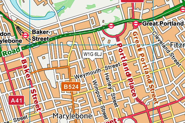 W1G 6LJ map - OS VectorMap District (Ordnance Survey)