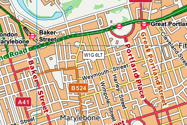 W1G 6LT map - OS VectorMap District (Ordnance Survey)
