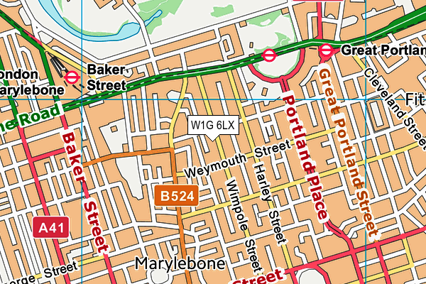 W1G 6LX map - OS VectorMap District (Ordnance Survey)