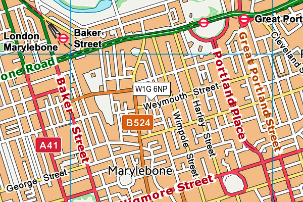 W1G 6NP map - OS VectorMap District (Ordnance Survey)