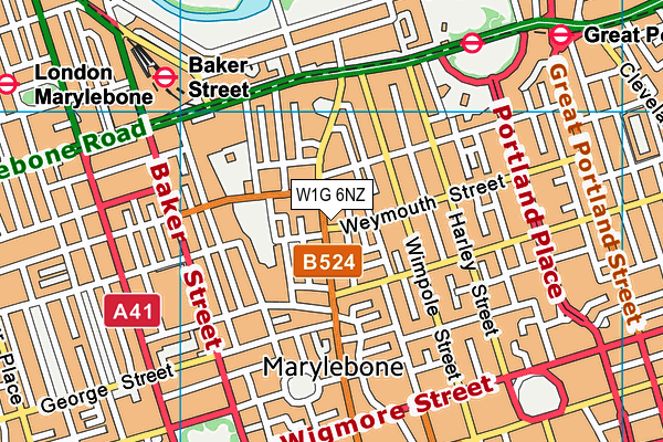 W1G 6NZ map - OS VectorMap District (Ordnance Survey)