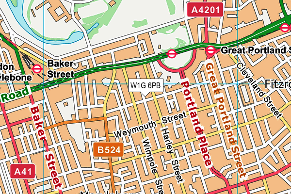 W1G 6PB map - OS VectorMap District (Ordnance Survey)