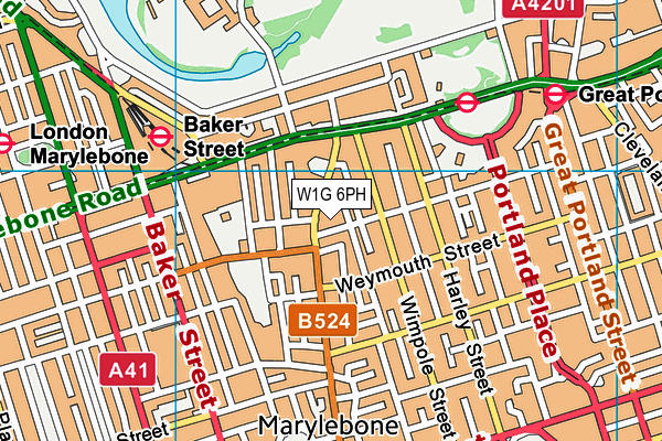 W1G 6PH map - OS VectorMap District (Ordnance Survey)