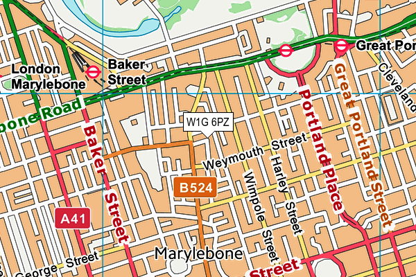 W1G 6PZ map - OS VectorMap District (Ordnance Survey)