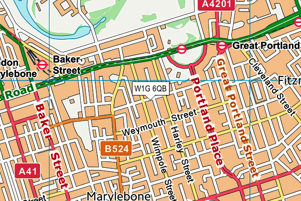 W1G 6QB map - OS VectorMap District (Ordnance Survey)