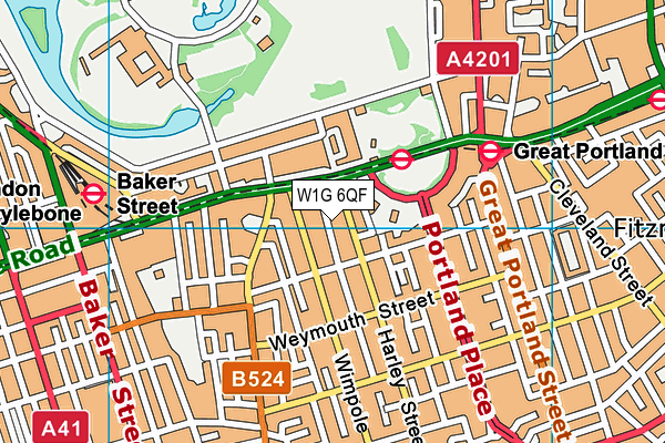 W1G 6QF map - OS VectorMap District (Ordnance Survey)