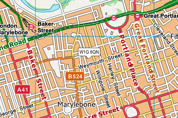 W1G 6QN map - OS VectorMap District (Ordnance Survey)