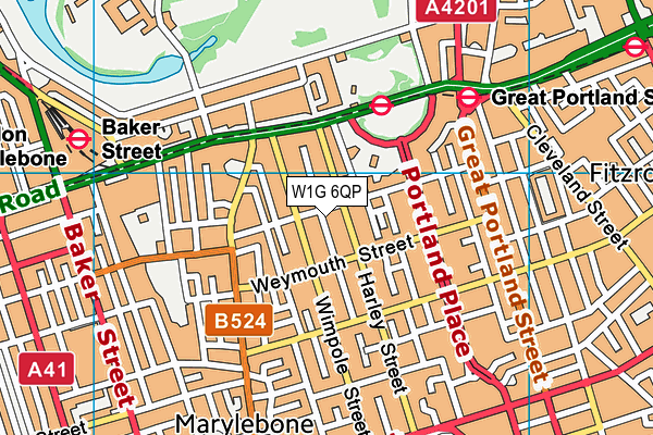 W1G 6QP map - OS VectorMap District (Ordnance Survey)