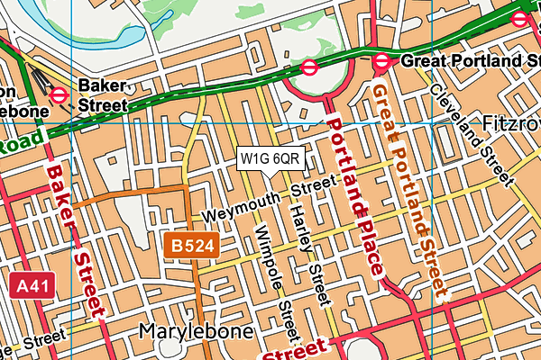 W1G 6QR map - OS VectorMap District (Ordnance Survey)