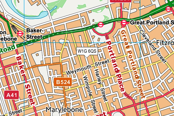 W1G 6QS map - OS VectorMap District (Ordnance Survey)