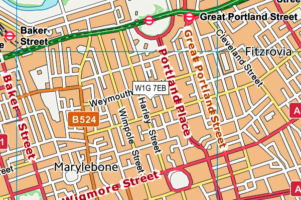 W1G 7EB map - OS VectorMap District (Ordnance Survey)