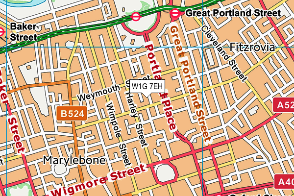W1G 7EH map - OS VectorMap District (Ordnance Survey)