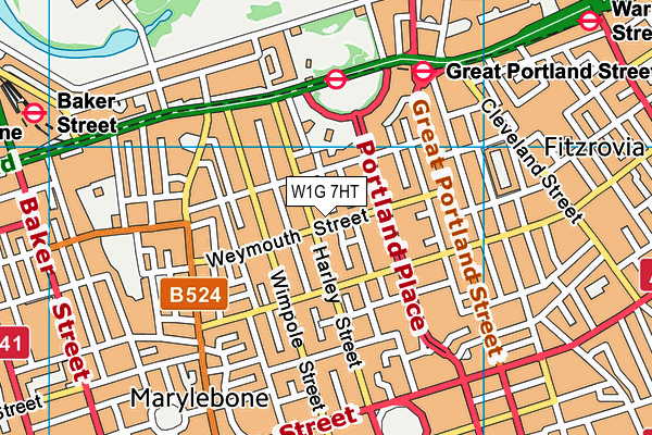 W1G 7HT map - OS VectorMap District (Ordnance Survey)